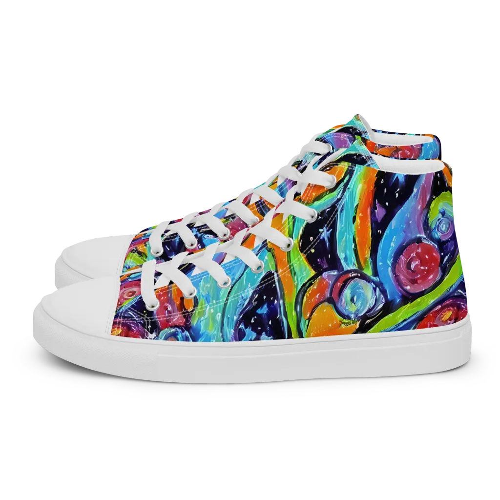 Cosmic Fruitfall on Women's High Top Canvas Shoes — Left