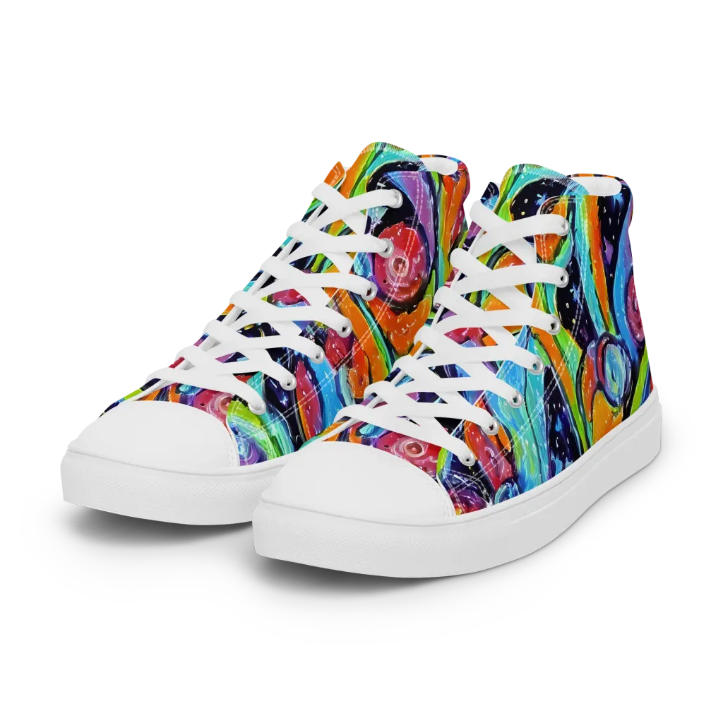 Cosmic Fruitfall on Women's High Top Canvas Shoes — Left Front