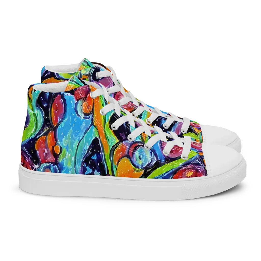 Cosmic Fruitfall on Women's High Top Canvas Shoes — Right