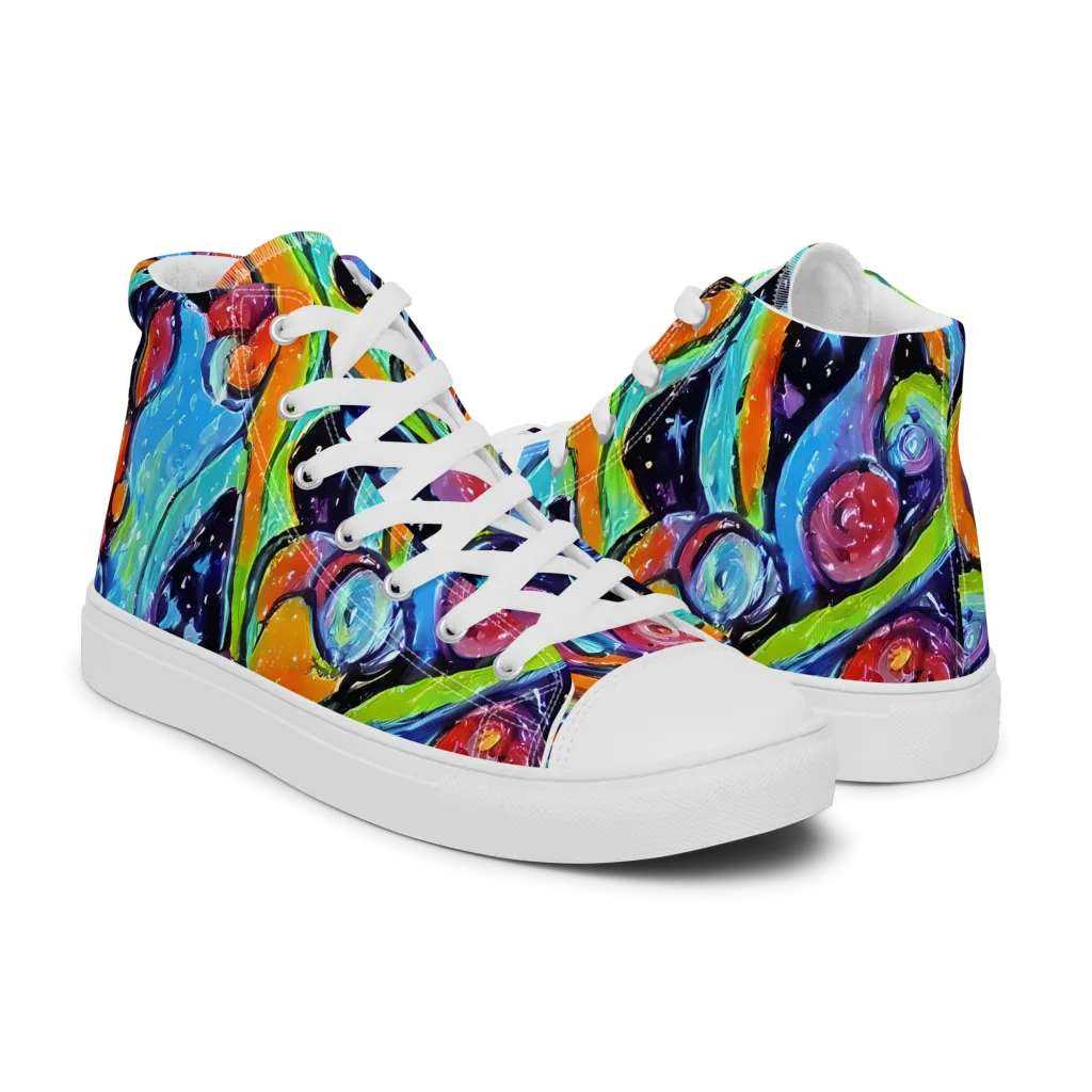 Cosmic Fruitfall on Women's High Top Canvas Shoes — Right