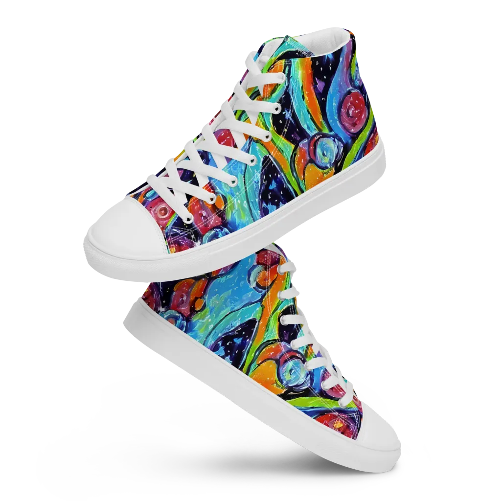 Cosmic Fruitfall on Women's High Top Canvas Shoes — Front