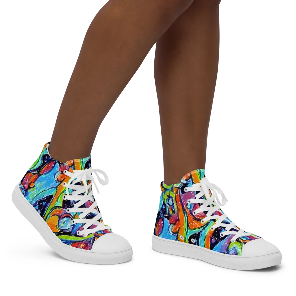 Cosmic Fruitfall on Women's High Top Canvas Shoes — Right
