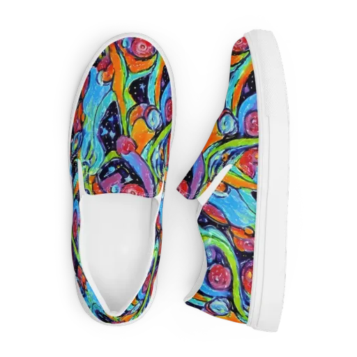 Cosmic Fruitfall on a Men's Slip-On Canvas Shoes