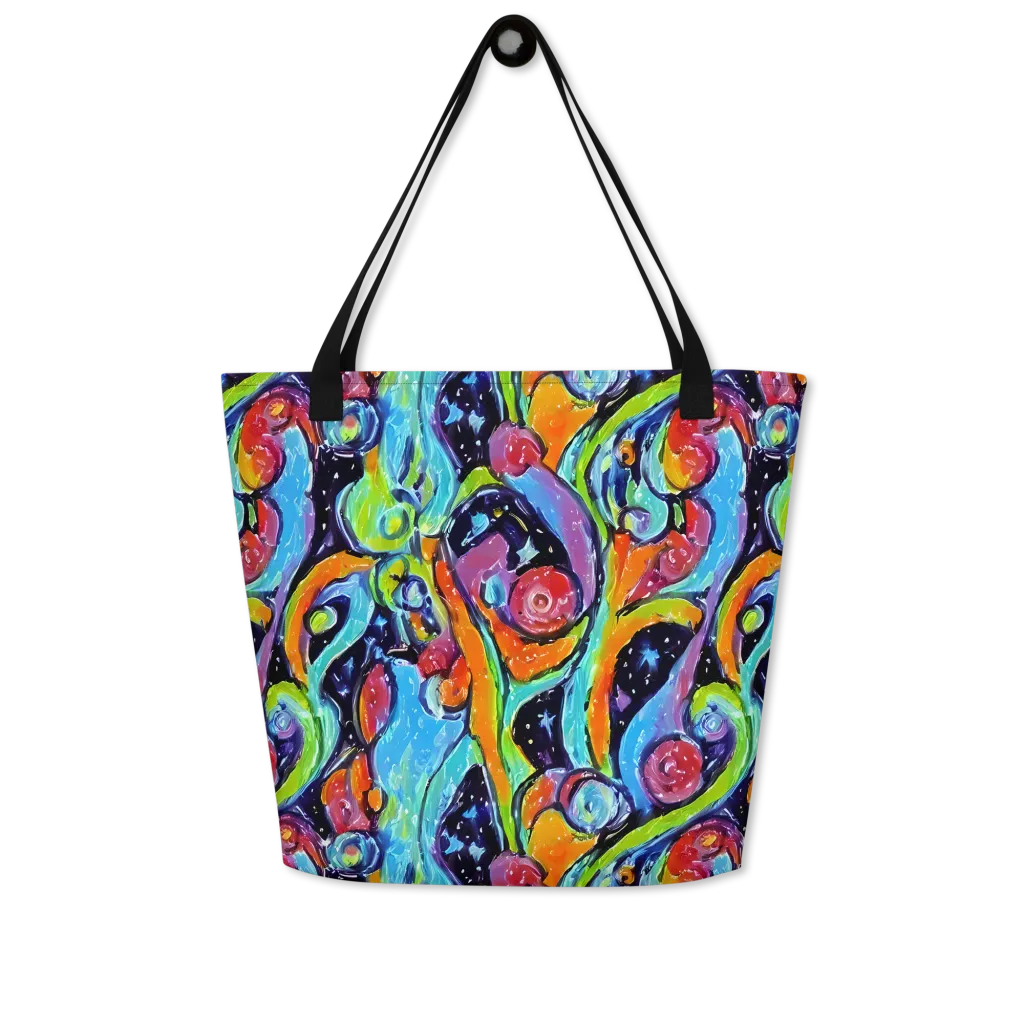 Cosmic Fruitfall on Large Tote Bag W/ Pocket — Front