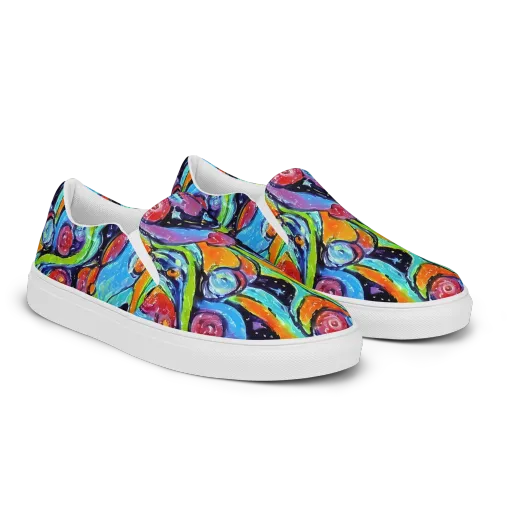 Cosmic Fruitfall on a Women's Slip-On Canvas Shoes