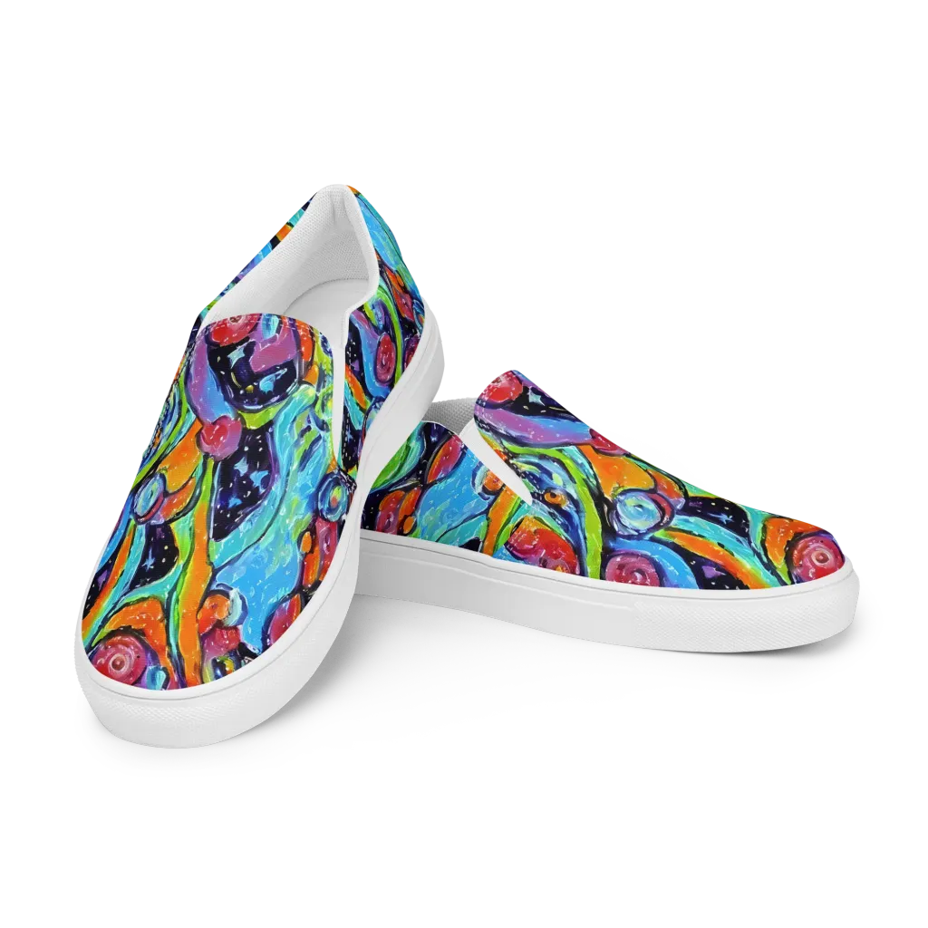 Cosmic Fruitfall on Women's Slip-On Canvas Shoes — Left Front