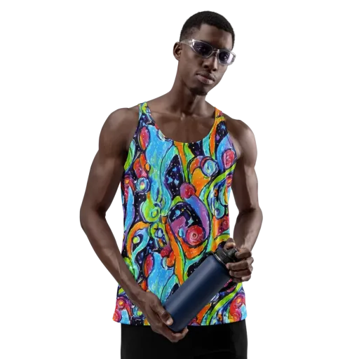 Cosmic Fruitfall on a Men's Tank Top
