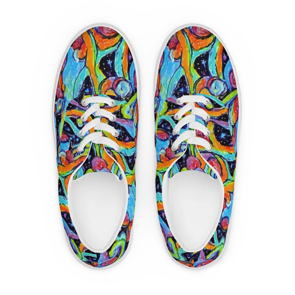 Cosmic Fruitfall on Men's Lace-Up Canvas Shoes — Front