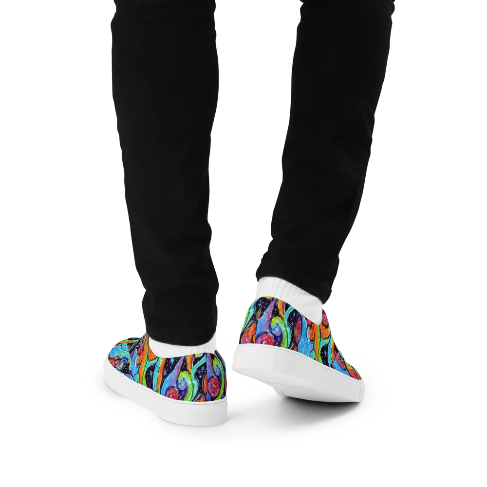 Cosmic Fruitfall on Men's Lace-Up Canvas Shoes — Back