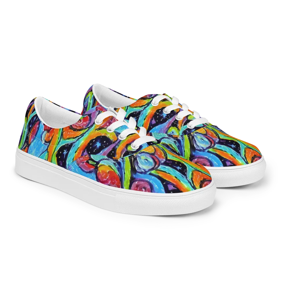 Cosmic Fruitfall on Men's Lace-Up Canvas Shoes — Right Front