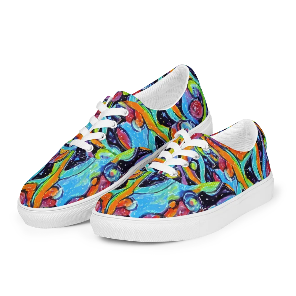 Cosmic Fruitfall on Men's Lace-Up Canvas Shoes — Left Front
