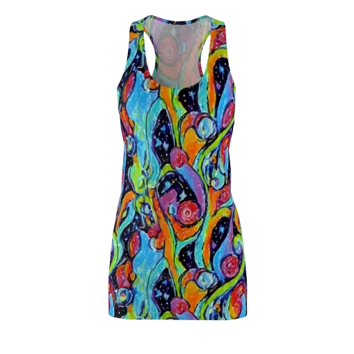 Cosmic Fruitfall on a Racerback Dress