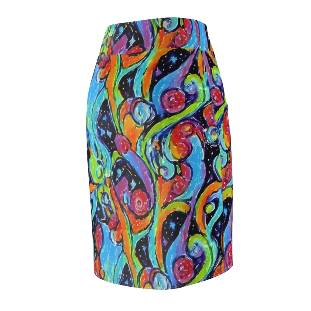 Cosmic Fruitfall on Pencil Skirt — Back Side