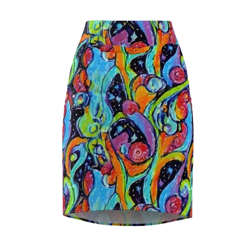 Cosmic Fruitfall on a Pencil Skirt