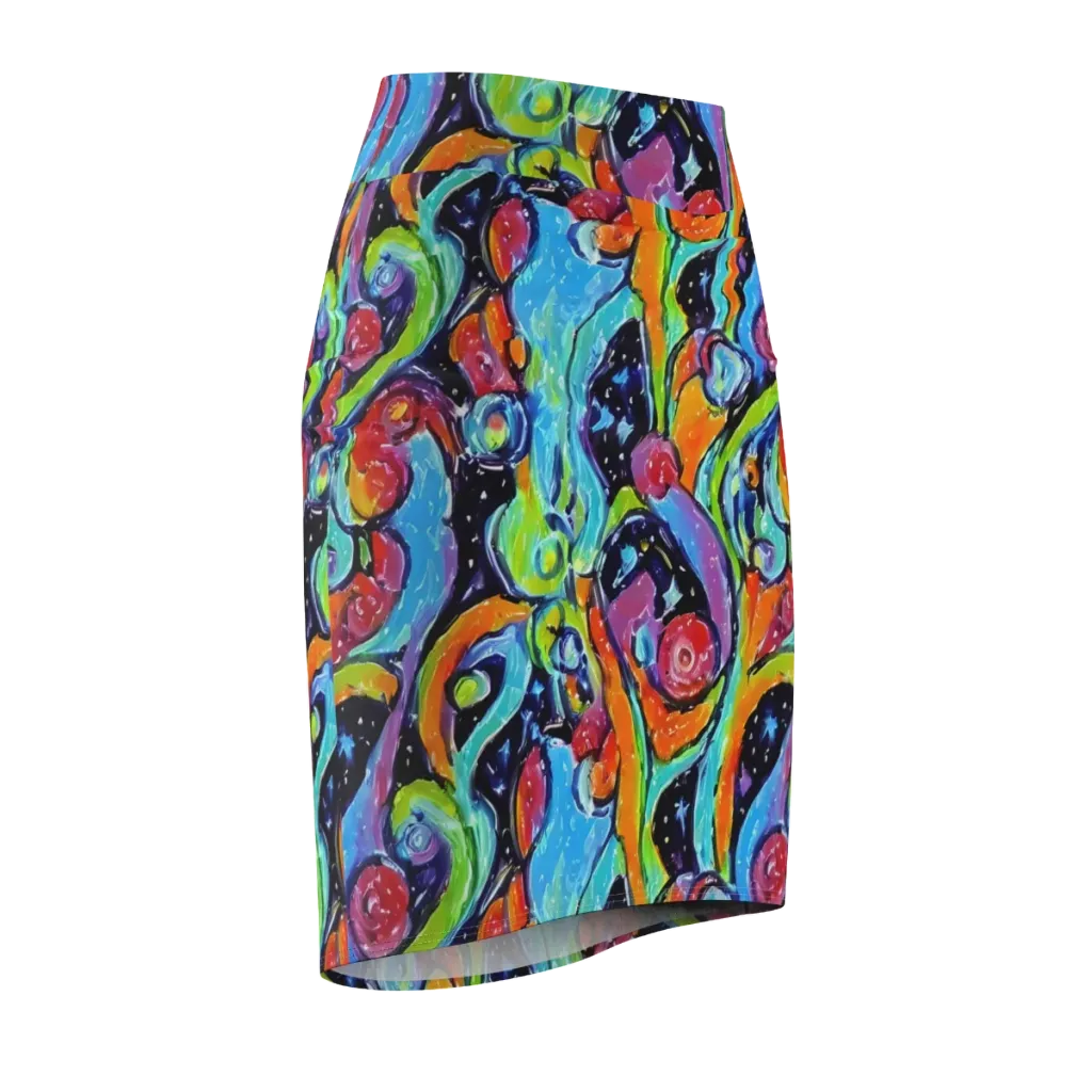 Cosmic Fruitfall on Pencil Skirt — Front Side