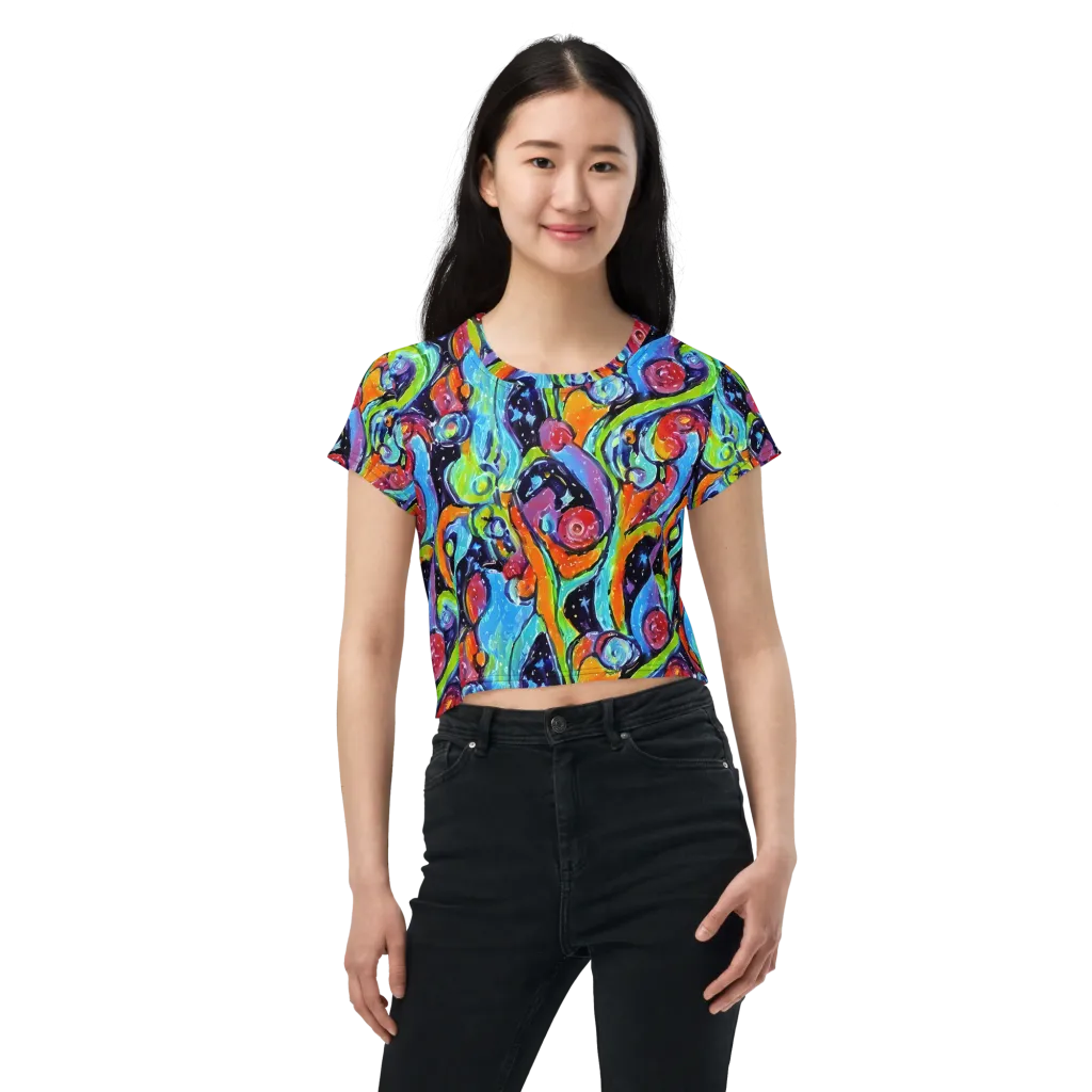Cosmic Fruitfall on Crop Tee — Front