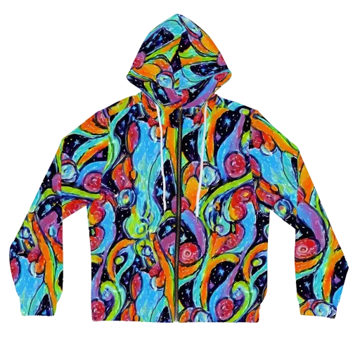 Cosmic Fruitfall on a Women's Full-Zip Hoodie