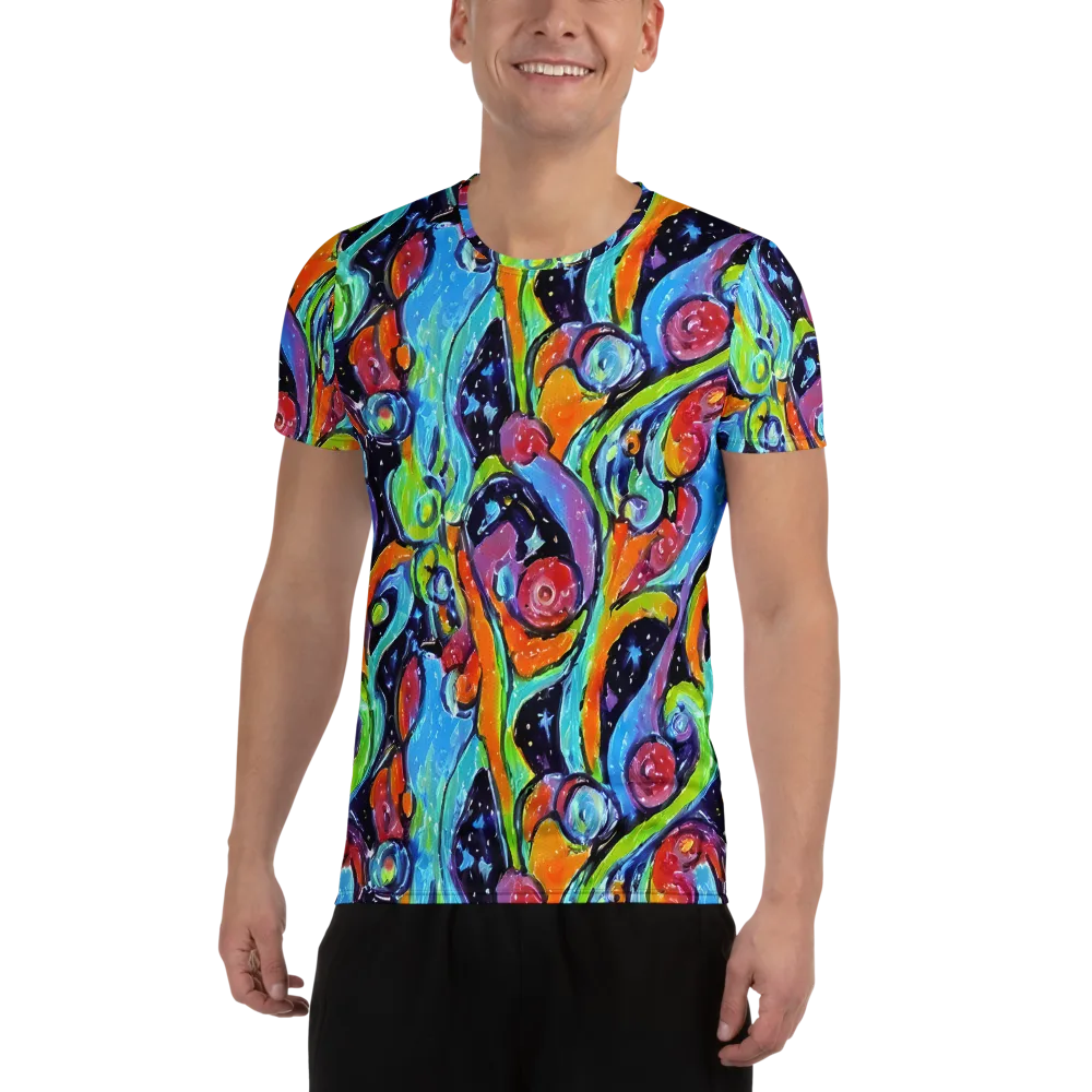 Cosmic Fruitfall on Men's Athletic T-Shirt — Front