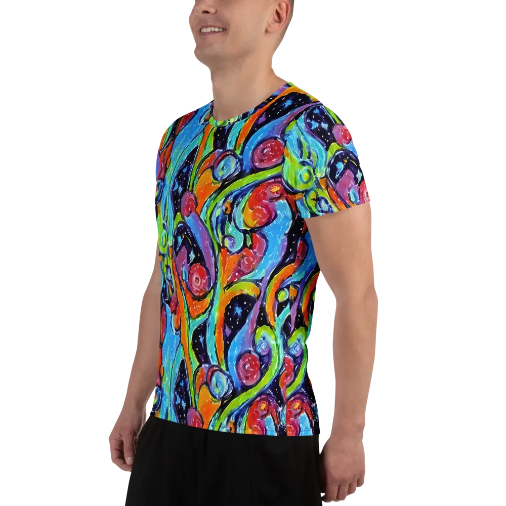 Cosmic Fruitfall on Men's Athletic T-Shirt — Left
