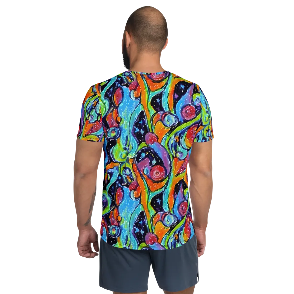 Cosmic Fruitfall on Men's Athletic T-Shirt — Back