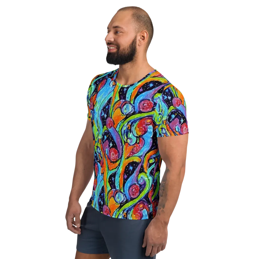 Cosmic Fruitfall on Men's Athletic T-Shirt — Left