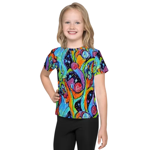 Cosmic Fruitfall on a Kids Crew Neck T-Shirt