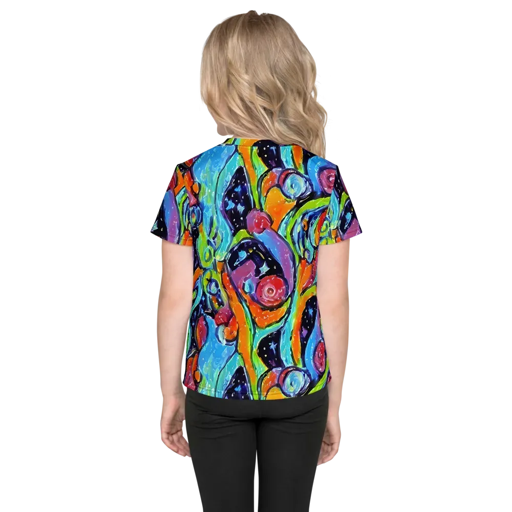 Cosmic Fruitfall on Kids Crew Neck T-Shirt — Back