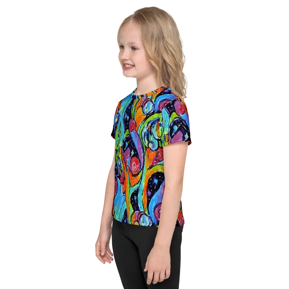 Cosmic Fruitfall on Kids Crew Neck T-Shirt — Left