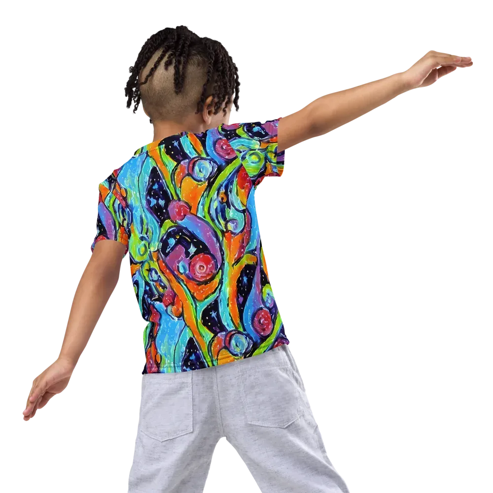 Cosmic Fruitfall on Kids Crew Neck T-Shirt — Back