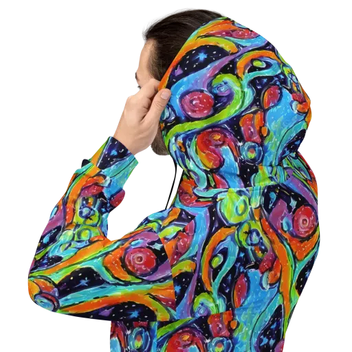 Cosmic Fruitfall on a Hoodie