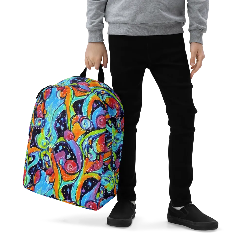 Cosmic Fruitfall on Minimalist Backpack — Zoomed-in