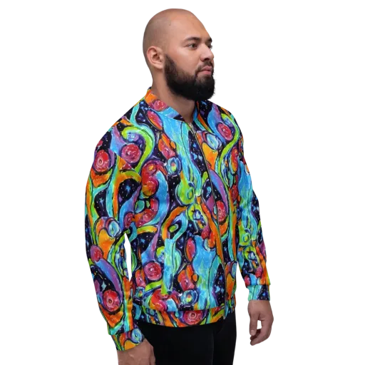 Cosmic Fruitfall on a Bomber Jacket