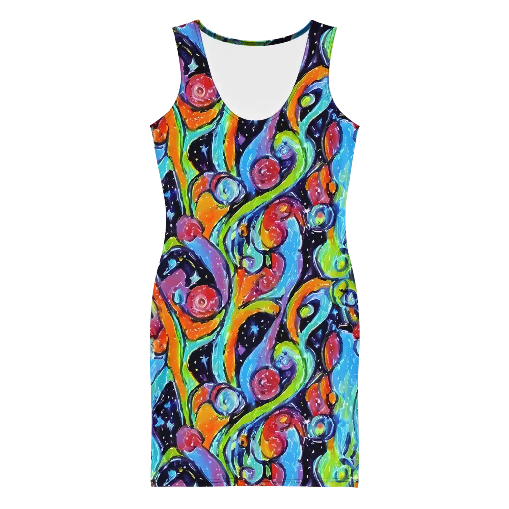 Cosmic Fruitfall on Bodycon Dress — Front