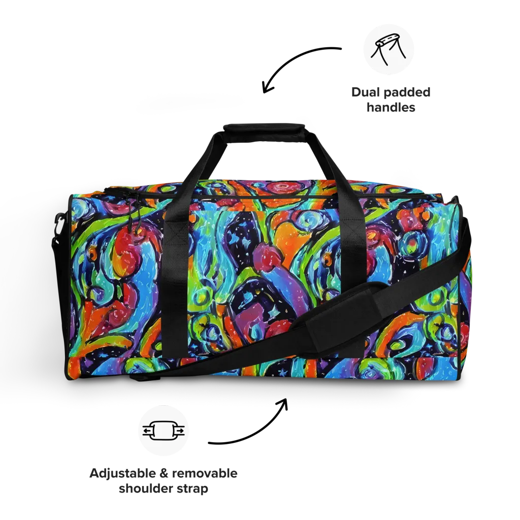 Cosmic Fruitfall on Duffle Bag — Front