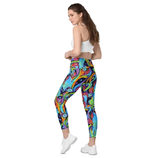 Cosmic Fruitfall on a Leggings with Pockets