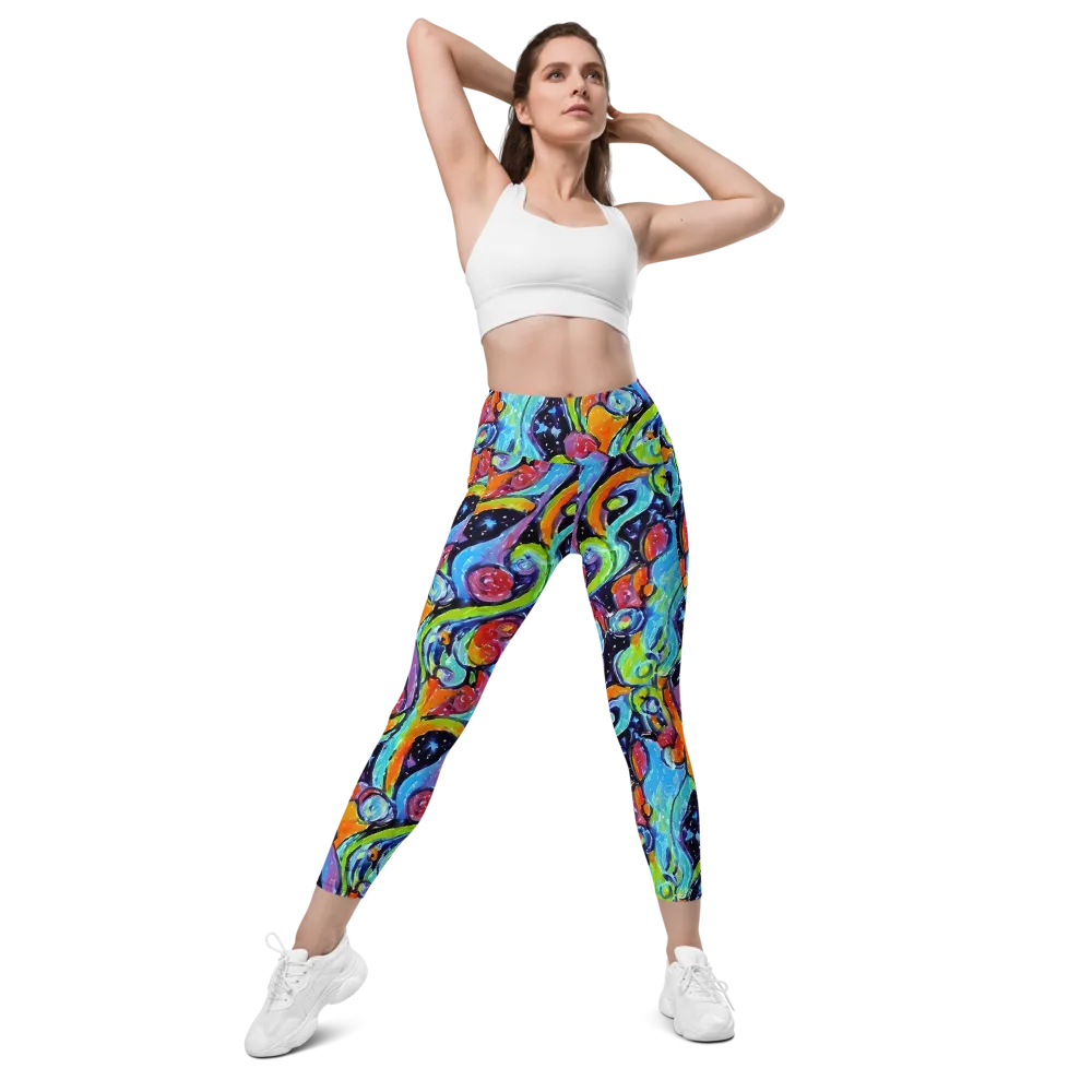 Cosmic Fruitfall on Leggings with Pockets — Front