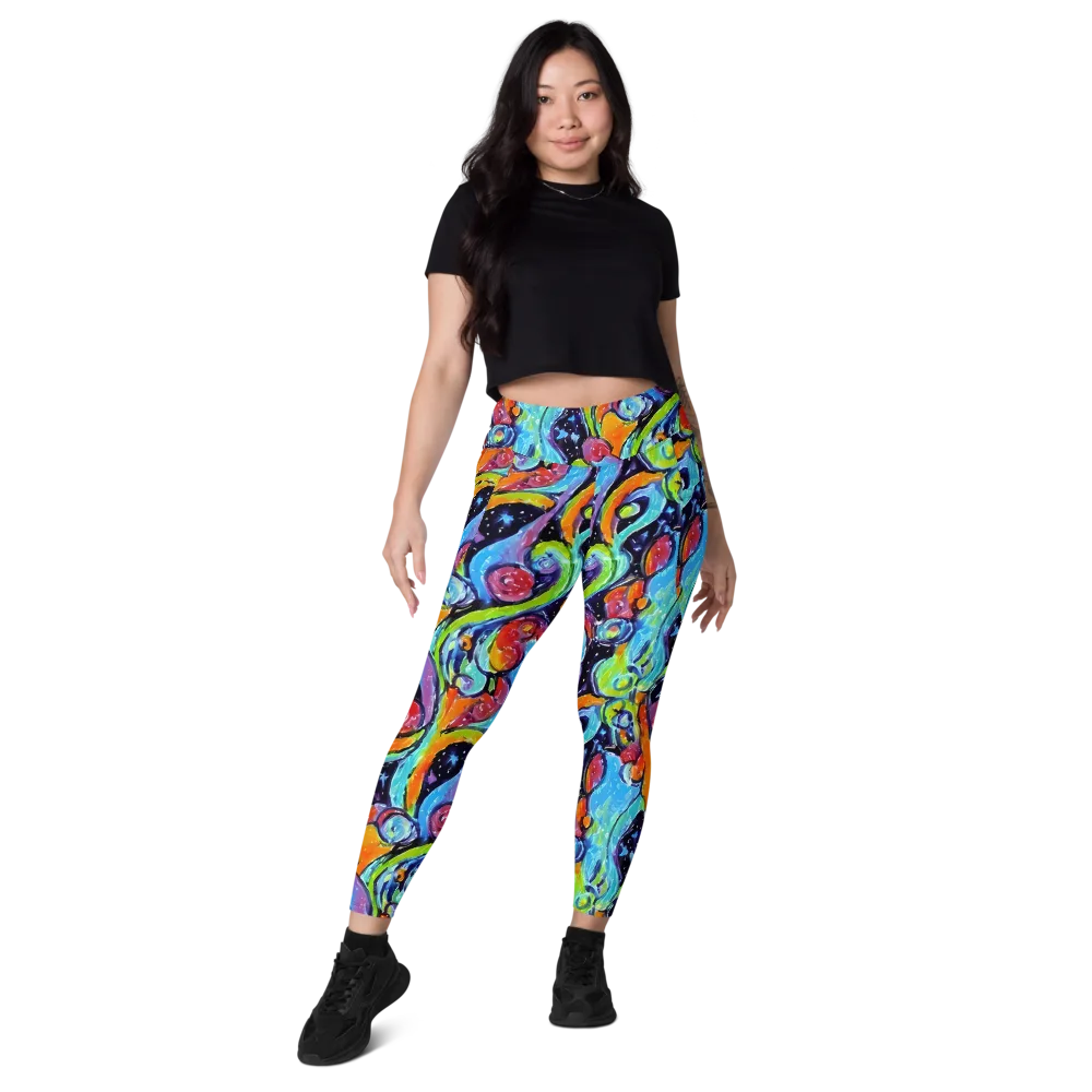 Cosmic Fruitfall on Leggings with Pockets — Front