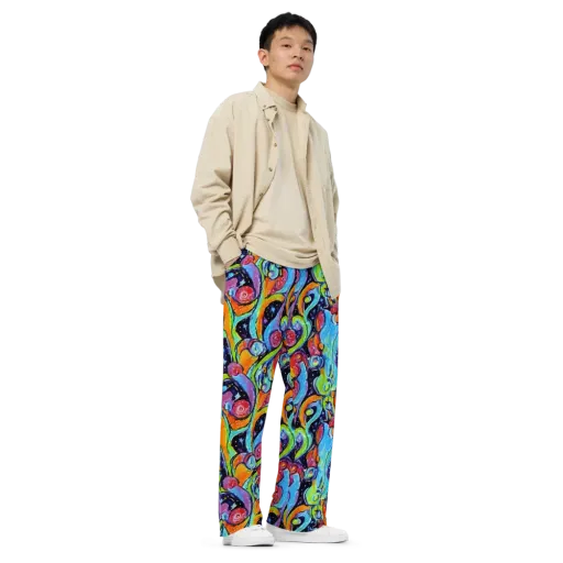 Cosmic Fruitfall on a Wide-Leg Pants