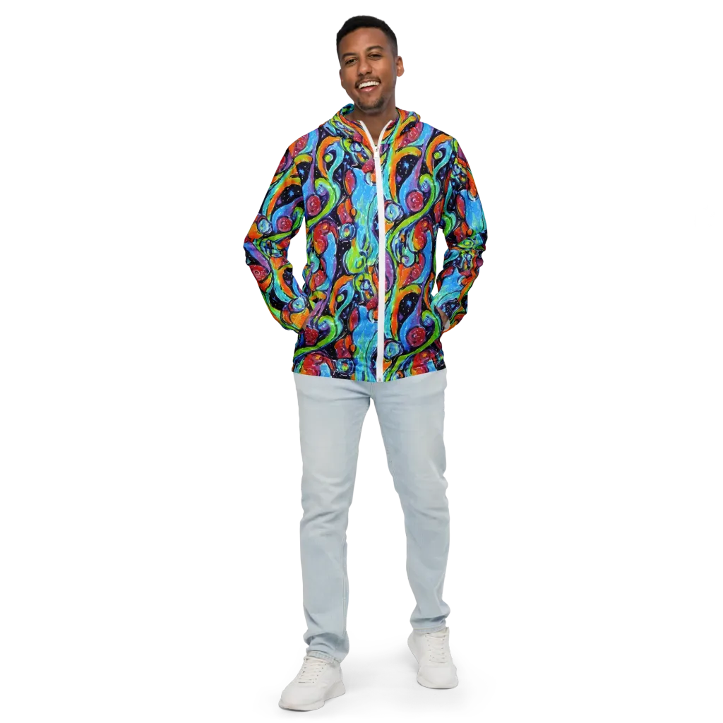 Cosmic Fruitfall on Men's Windbreaker — Front