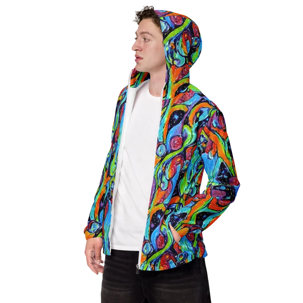 Cosmic Fruitfall on Men's Windbreaker — Left Front