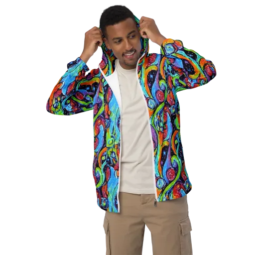 Cosmic Fruitfall on a Men's Windbreaker