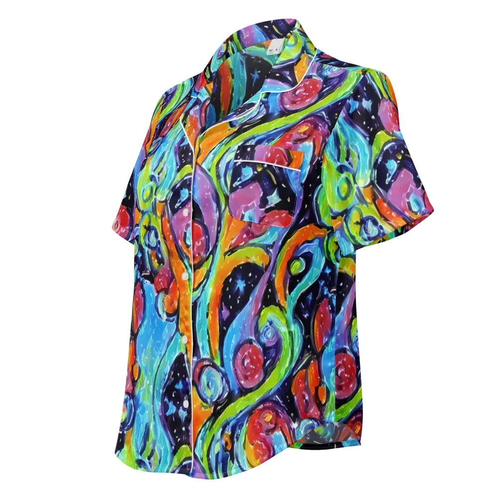 Cosmic Fruitfall on Women's Short Sleeve Pajama Top — Left Front