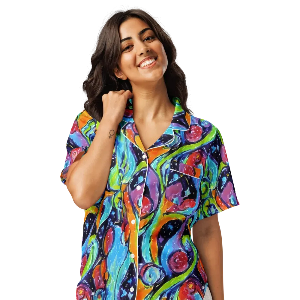 Cosmic Fruitfall on Women's Short Sleeve Pajama Top — Front