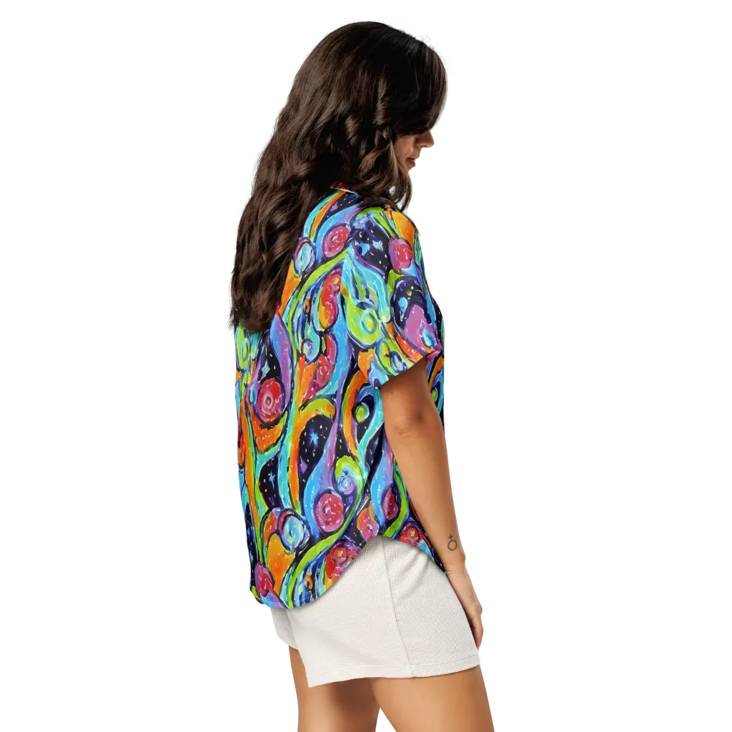 Cosmic Fruitfall on Women's Short Sleeve Pajama Top — Right Back