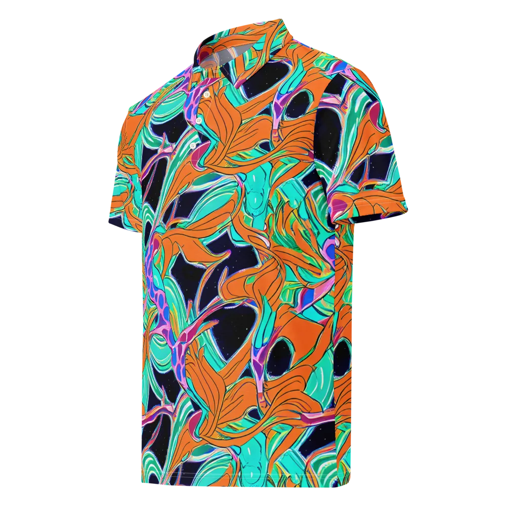Orbiting Leaves on Men's Slim Fit Polo Shirt — Left Front