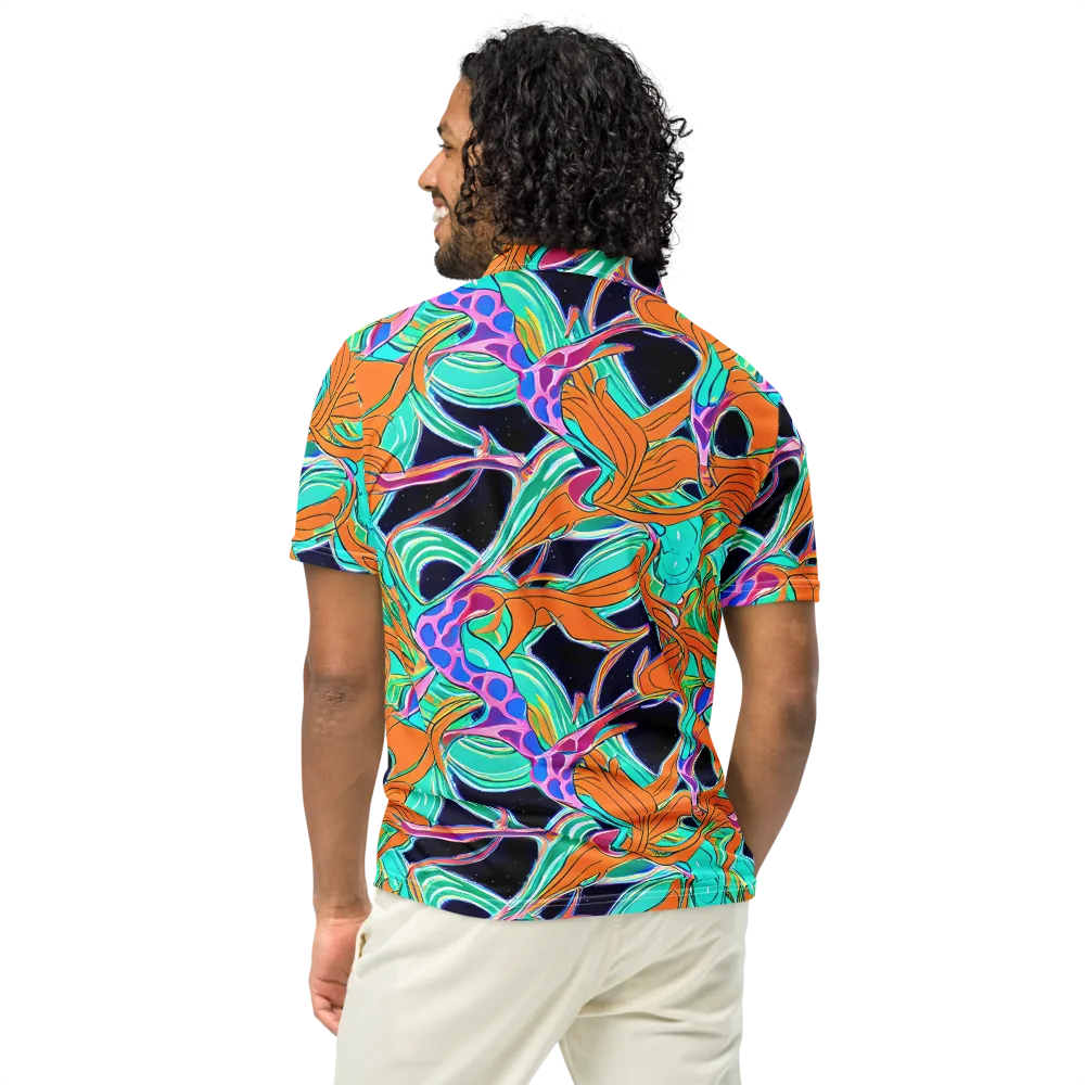 Orbiting Leaves on Men's Slim Fit Polo Shirt — Back
