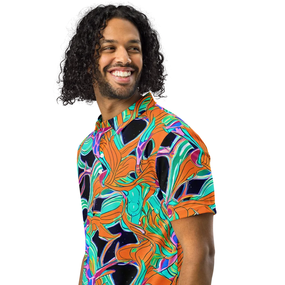 Orbiting Leaves on Men's Slim Fit Polo Shirt — Left Front