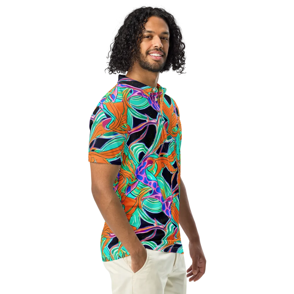 Orbiting Leaves on Men's Slim Fit Polo Shirt — Right Front