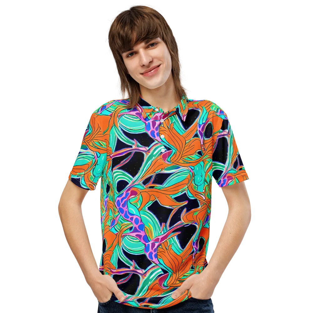 Orbiting Leaves on Men's Slim Fit Polo Shirt — Front