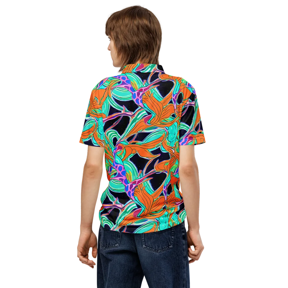 Orbiting Leaves on Men's Slim Fit Polo Shirt — Back